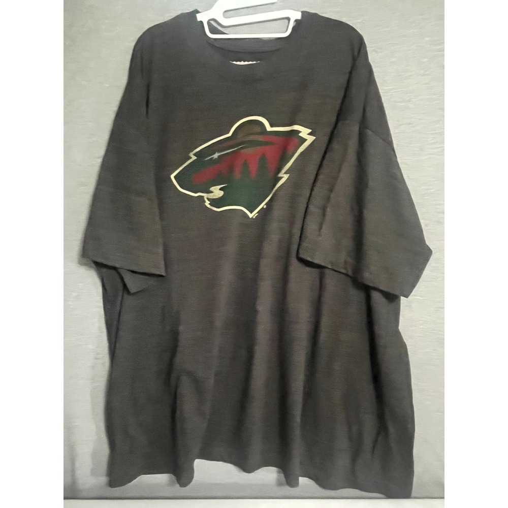 Minnesota Wild NHL Majestic Graphic T-Shirt Mens 4XL Charcoal Gray Heather Logo